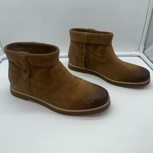 UGG Women's Chestnut Brown Suede Josefene Cuff Booties Side Zip, Size 6.5